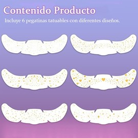 Brillos Para La Cara Glitter Para Cara Pecas De Glitter 6 Pzs Dorado | Impermeable, fácil de aplicar, oro, plata y arcoíris, ideal para festivales, fi