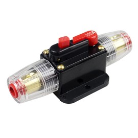 Automatic Fuse Holder 12V-24V DC, 100A Inline Car Circuit Breaker Manual Reset Switch Car Audio Fuse for Car Audio Solar Inverter System Protection Boat Car Truck Circuit Breaker
