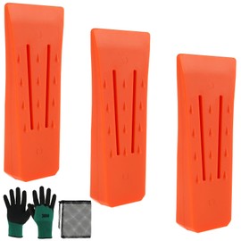 3Pcs Felling Wedges Reusable Plastic Chainsaw Wedges Wear Resistant Tree Cutting Wedges Logging Supplies Safety Chainsaw Accessories with Gloves and Mesh Bag(orange)