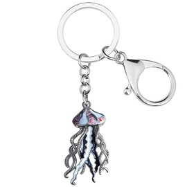 LONYOO Enamel Zinc Alloy Ocean Jellyfish Keychain Car Key Bag Keyring Fashion Jewellery for Women Girls Summer Gifts (Black)