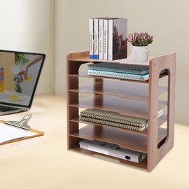 Organizador de archivos de escritorio de madera de 7 niveles, organizador de bandeja de cartas, organizador de correo, organizador de archivos de pape