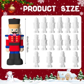 Cinnvoice 16 Pcs Ceramic Christmas Nutcracker Bulk DIY Painting Kit Ceramics to Paint Your Own Nutcracker Statues Paintable Nutcracker Figurines with Brush Palette Paint for Xmas Favors Holiday