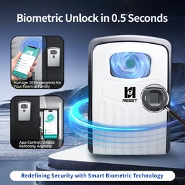 RESET-104 Smart Key Lock Box with Fingerprint, Bluetooth Controlled, Hide a Key Outside,Large Capacity, Remote Access, Ideal for Home, Office, Real Estate Agents, and Short-Term Rentals