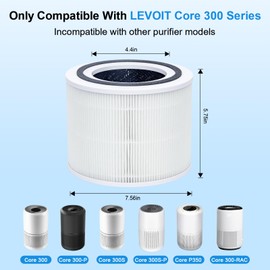 Core 300 Air Purifier Replacement Filter for LEVOIT Core 300,Core 300S,Core P350,VortexAir Air Purifier Core300-P,Core 300-RF,3-in-1 H13 Grate True HEPA Activated Carbon,2 Pack