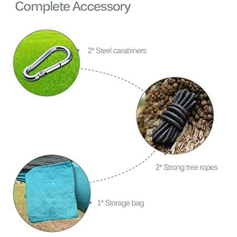 Green&Grey Camping Hammock Kit 270 x 140cm Nylon Lightweight Parachute