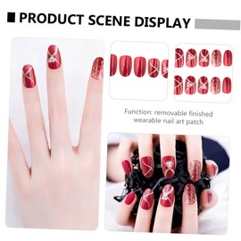 minkissy 24pcs Christmas Red Detachable Full Cover Fake Nails with Glue for Women Girls Easy to Apply Nail Art Tips for Festive Manicure Diy Decoration