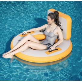 Danrelax Inflatable Pool Floats for Adults - Heavy Duty River Tubes 43", 0.9mm Thick PVC Floating Mat with Reinforced Sides, Includes Dual-Action Pump & Storage Bag, for Pool/Lake/River Floating