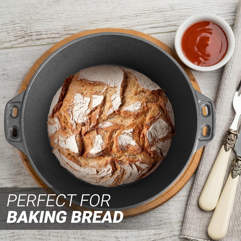 Pre-Seasoned Cast Iron Dutch Oven Pot with Lid, for Braising,