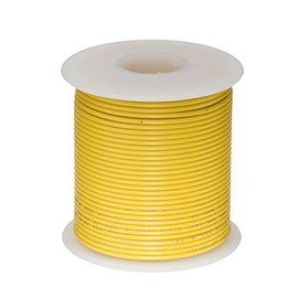 28 AWG Gauge Solid Hook Up Wire, 25 ft Length, Yellow, 0.0126" Diameter, UL1007, 300 Volts