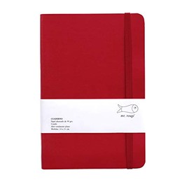 mr. rouge - Cuaderno tapa dura A5 para escribir, tomar notas, sketchbook, journal, cosido. HECHO A MANO. (Rojo, Puntos)                               