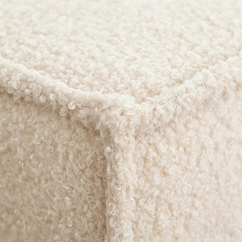 20.1" Pouf Boneless Boucle Ottoman, Upholstered Compressed Ottoman Foot Rest,