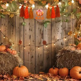 GIOGUK Pumpkin One High Chair Banner - Fall Harvest Pumpkin Sign Tassel Banner, Autumn First Birthday Party Decoration Supplies Garlands, Burlap With Orange And Brown Tassels Garlands