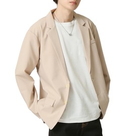 Arcade Tailored Jacket, Men's, Thin, Spring and Summer, Blazer, Suit Jacket, Summer Jacket, Dummy Chest Pocket, Stylish, Casual Jacket, S, M, L, XL, XXL, 3XL, Large Size, beige, (greige)