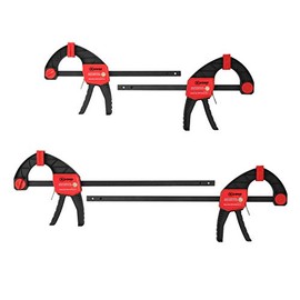 XINQIAO Bar Clamps for Woodworking, Wood Clamps Set, One-Handed Clamp Spreader, F Clamps 150lbs Force, 6-Inch (2) and 12-Inch (2)