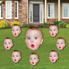 Big Dot of Happiness Fun Face - Custom Photo Head Cut Out Yard Sign and Outdoor Lawn Decorations - Upload 1 Photo - Set of 8