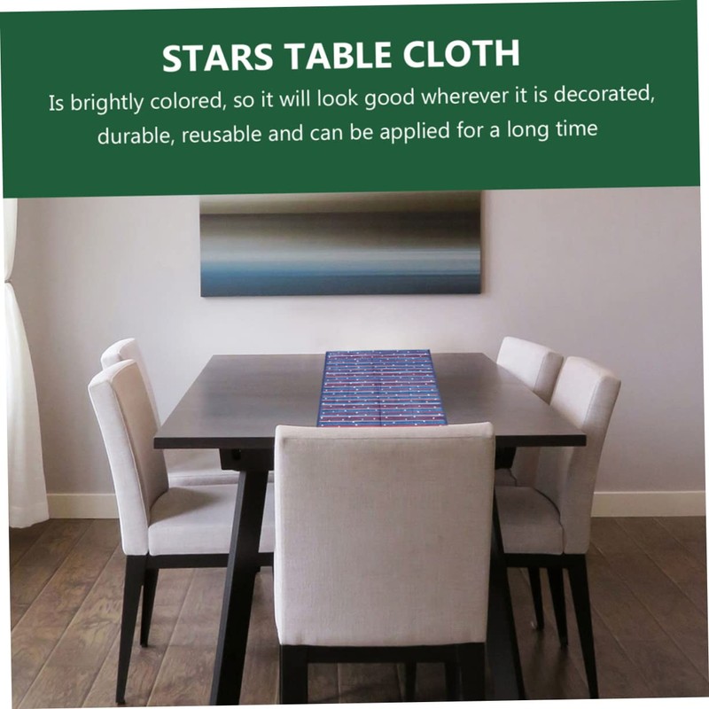 WHAMVOX 4th of July Decorative Table Cloth Star Strip Pattern