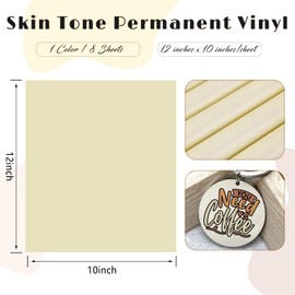Tintnut Skin Tone Permanent Vinyl - 8 Sheets 12"x10"Beige Adhesive Vinyl Sheets Self Sticker Water Proofing Vinyl Compatible with Cricut Or Silhouette