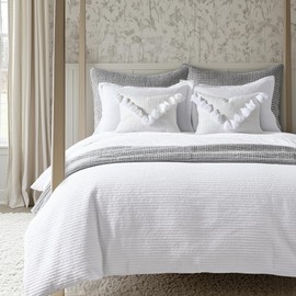 Levtex Home Cloud Waffle Twin Duvet Cover Set (68x88in) with 1 Pillow Sham (26x20in) - Solid Waffle Cotton Texture - Bright White - 100% Cotton Twin Size Duvet Cover Set - Soft, Pre-Washed