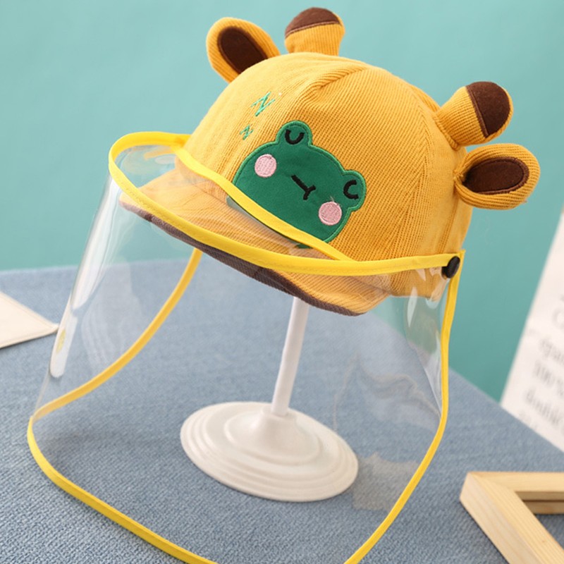 Adjustable Baby Sun Hat Cute Cartoon Infant Outdoor Removable Face