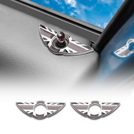 KUNGKIC Pack of 2 Car Wing Emblem Rings Sticker Door Lock Pin Buttons Cover Decoration Accessory Car Interior Parts for MINI Clubman Cooper Cabrio R55 R56 R57 Cars Door Lock Logo (Type A)