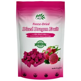 CHAVI Freeze-Dried Diced Dragon Fruit Snack - 2 Oz - Healthy 1 Ingredient Superfood - No Added Sugars or Preservatives - Non-GMO, Vegan, Gluten-Free…