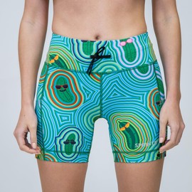 Sprints Womens Flexion 5" Compression Shorts with Pockets, Drawcord & Silicone Lined Hem (US, Alpha, Medium, Regular, Regular, Pickle Power)