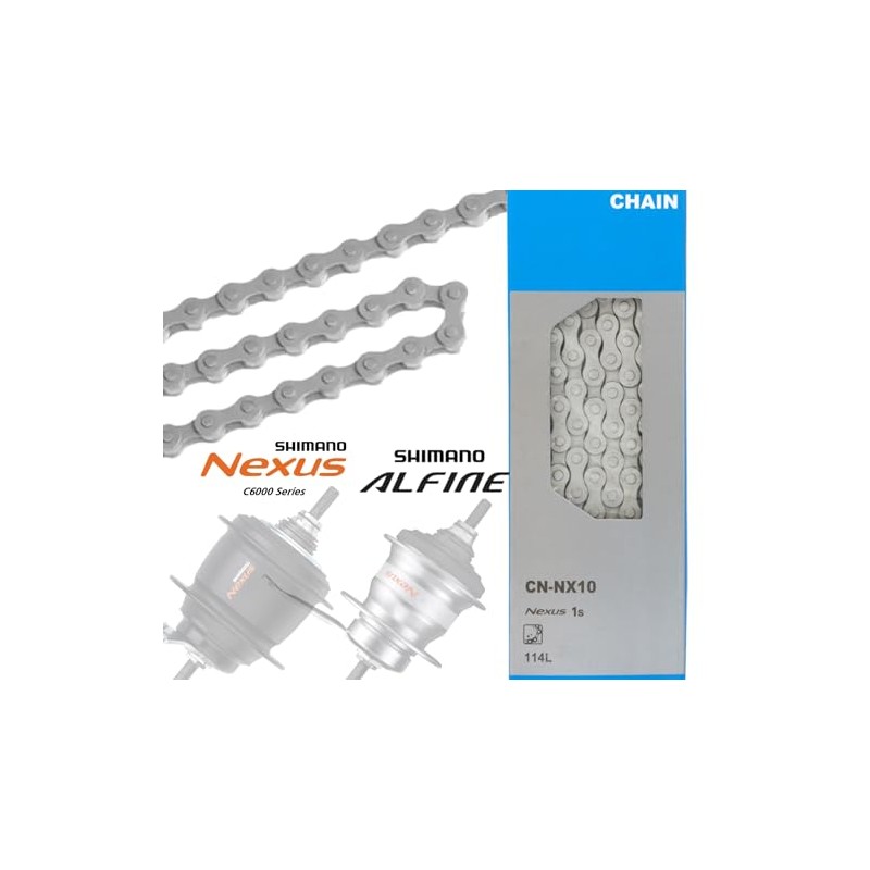 Signglespeed CN-NX10 Bicycle Chain Suitable for Nexus/Alfine 114 Links Silver