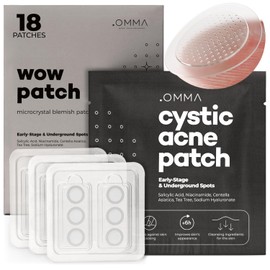 OMMA Korean Microdart Acne Patch, Cystic Acne Treatment, Micropoint Pimple Patches for Face for Early-Stage Painful Zits, Salicylic Acid & Tea Tree - 17 mm Zit Stickers (18 Count)