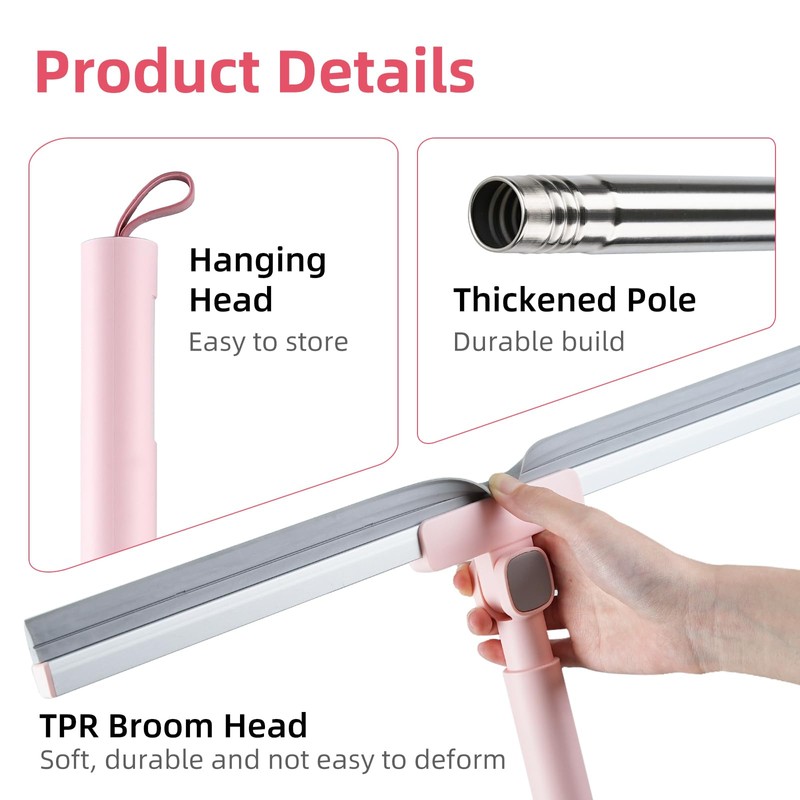 15.8" Floor Squeegee with 52.8-in Handle, Squeegee for Floor