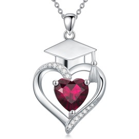 Flpruy Graduation Gifts for Her Graduation Pendant Class of 2025 Necklace 925 Sterling Silver July Ruby Birthstone Graduation Necklaces High School College Graduation Jewelry for Her 2024