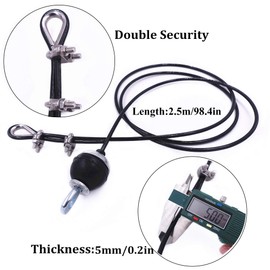 J Bryant Fitness Gym Replacement Customize Cable Fitness Pulley Thick 5mm Heavy Duty Steel Wire Rope for Home Gym Cable Pulley Machine Accessories (Type-C, 118")