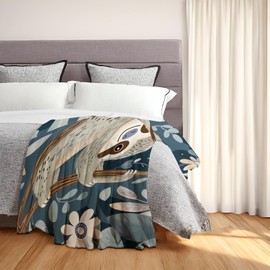 MIEPOS Soft and Cozy Sloth Blanket - Lightweight, Flannel Throw Blanket for Couch and Office Travel - Warm, Fuzzy Decor for Home 60×80 Inch