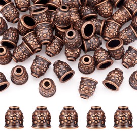 Craftdady 50Pcs Red Copper Spacer Cone Bead Caps Tibetan Vintage Metal Terminator End Caps 11x10mm for Jewelry Necklace Bracelet Earring Making