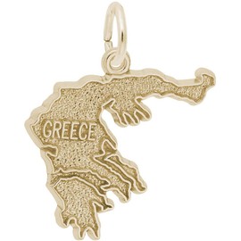 Rembrandt Greece Map Charm - Metal - Gold-Plated Sterling Silver