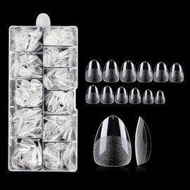 Yunova 240 Stück Mandel PMMA Nagelspitzen – Matte Press on Extensions mit vorgeätzten Rillen, extra dünn & wiederverwendbar für Gel, Acryl, DIY Maniküre Kit