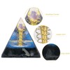 KYEYGWO Obsidian Healing Crystal Pyramid Stone with Mini Amethyst Druse