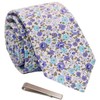 WITZROYS Men's Skinny Tie Floral Cotton Necktie and Tie Bar
