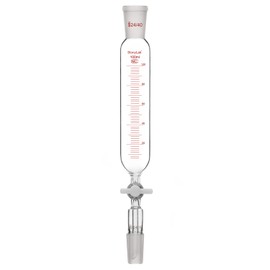 stonylab Pressure Equalizing Addition Funnel, 24/40 Joint Borosilicate Glass Graduated Dropping Funnel with PTFE Stopcock for Laboratory Additional Funnel, 100 ml