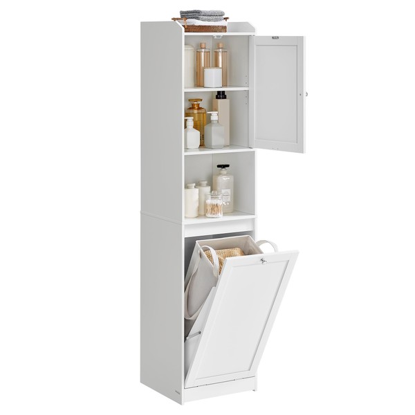 VASAGLE VASAGLE Tall Bathroom Cabinet with Laundry Basket, Removable Laundry