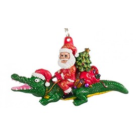 HOLIDAYS R US Alligator Bayou Santa Claus Christmas Tree Holiday Ornament Louisiana Cajun Creole Party Mardi Gras Croc Crocodile