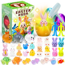 Hiawbon 20pcs Prefilled Easter Eggs, Easter Egg Dig Kit, Easter Basket Stuffers Fillers, Glow in The Dark Filled Easter Eggs For Gift Basket Fillers
