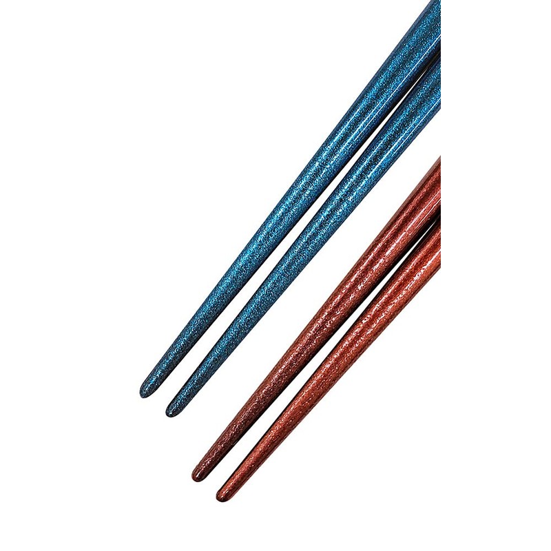 Couples Chopsticks Silver Cherry Blossom Flower Blue Red Paulownia Box