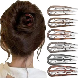 6-Pack Large French U-Shaped Hair Clips Curved Vintage Hair Clips Suitable for Thin and Thick Hair, Hairstyles.