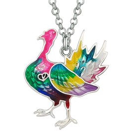 WEVENI Enamel Alloy Thanksgiving Turkey Necklace Chicken Pendant Charms Fashion Jewelry Gifts for Women Girls (Multi)