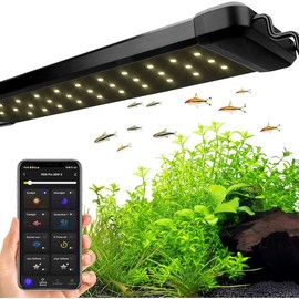 hygger Smart Aquarium Light, Bluetooth LED Light with App Control, Full Spectrum Fish Tank Light with 24/7 Lighting Cycle, 5 Modes, Adjustable Timer, for Freshwater Planted Tank - Size: 60W (for 48-55 inch Tank)