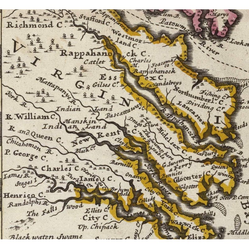 Chesapeake Bay 1736 Moll Map Reprint