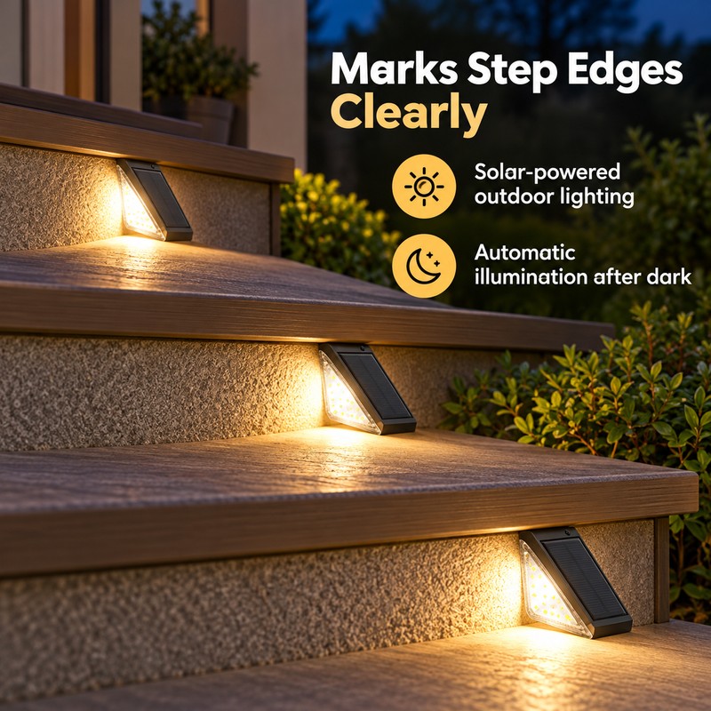 8-Pack Solar LED Step Lights, Waterproof Outdoor Stair & Deck