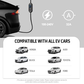 MEGAWISE Portable EV Charger for Electric Cars - 32A, 100-240V, NEMA 14-50 Plug, Indoor/Outdoor Charging