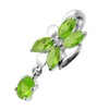 Light Green CZ Crystal Stone Orchid with Oval Gems Dangling