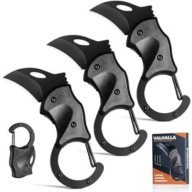 VALHALLA BIRD 3 Pack Small Pocket Knife Gifts for Men, 1.3'' Mini Box Cutter EDC Gadgets, Cool Stocking Stuffers Birthday & Christmas Gift for Him (BLACK*3)